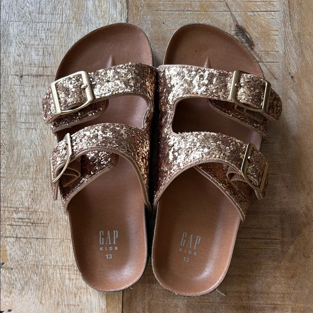GAP Kids Rose Gold Glitter Double-Buckle Sandals